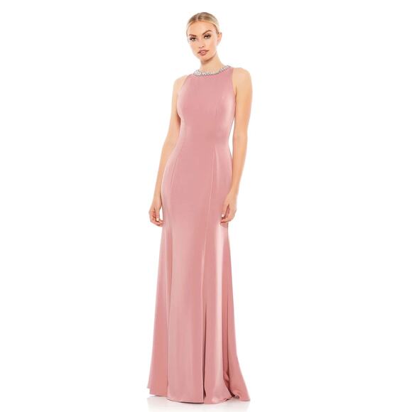 Mac Duggal 49093 Rose Pink Embellished Neck Trumpet Gown Size 10 NWT - Picture 1 of 8